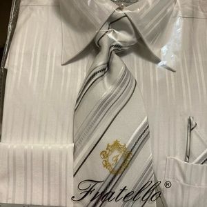 COPY - Mens Fratello Button Down Striped Shirt With Hanky